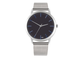 Relógio Analógico de Pulso com Pulseira de Malha Quartzo Estilo Casual Elegante Prata