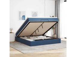 Estrutura De Cama Otomana Vidaxl Com Tecido Azul Colchão 180x200cm