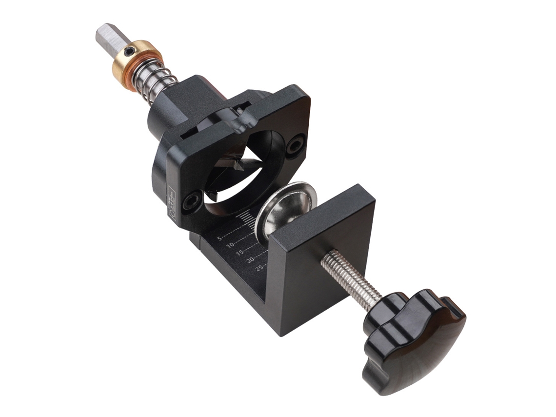 Gabarito para dobradiça oculta de 35 mm com pino de fixação e broca para mudanças e carpintaria.