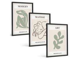 Quadros Decorativos Para Parede Design Elegante Com Figuras De Plantas Moldura Preta Pinturas De Quarto Espelharte (3 Piezas De 40x60 Cm)