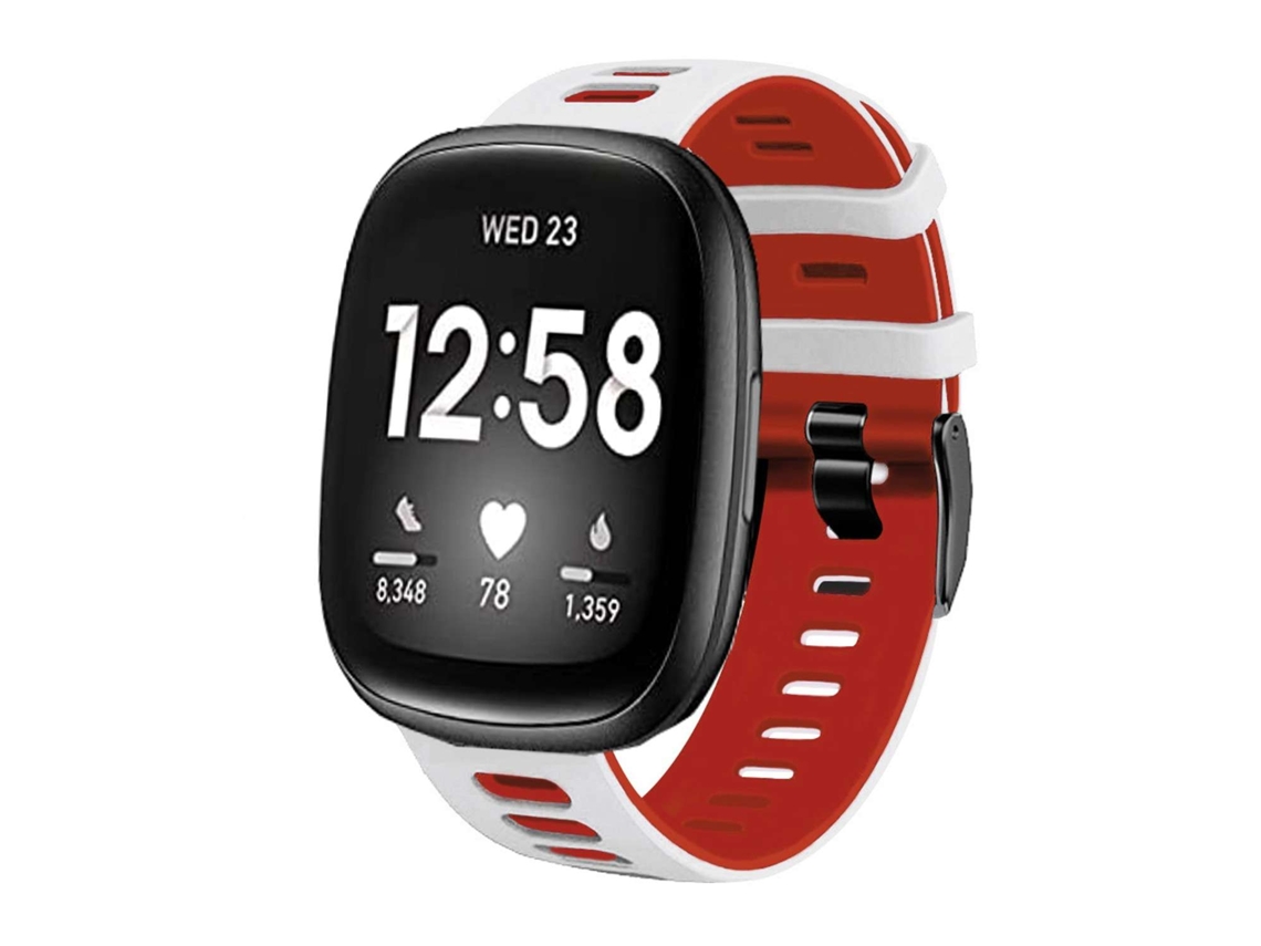 Bracelete Fitbit by Google Versa 3 Pulseira outdoor Branco e Vermelho