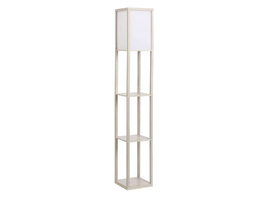 Luminária De Chão De Madeira Com Prateleiras 26x26x160 Cm Para Sala De Estar E Quarto - Lâmpada Não Inclusa