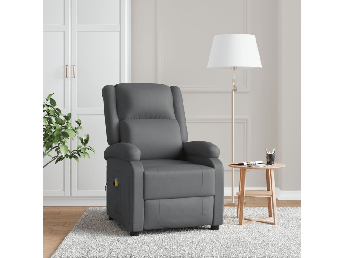 Vidaxl Poltrona De Massagens Couro Artificial Antracite