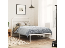 Vidaxl Estrutura De Cama Com Cabeceira 100x190 Cm Metal Branco
