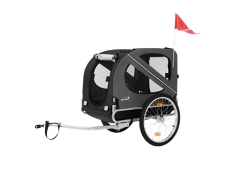 Atrelado para Cães para Bicicleta Cães Até 40 kg Preto/Cinzento HAUKI
