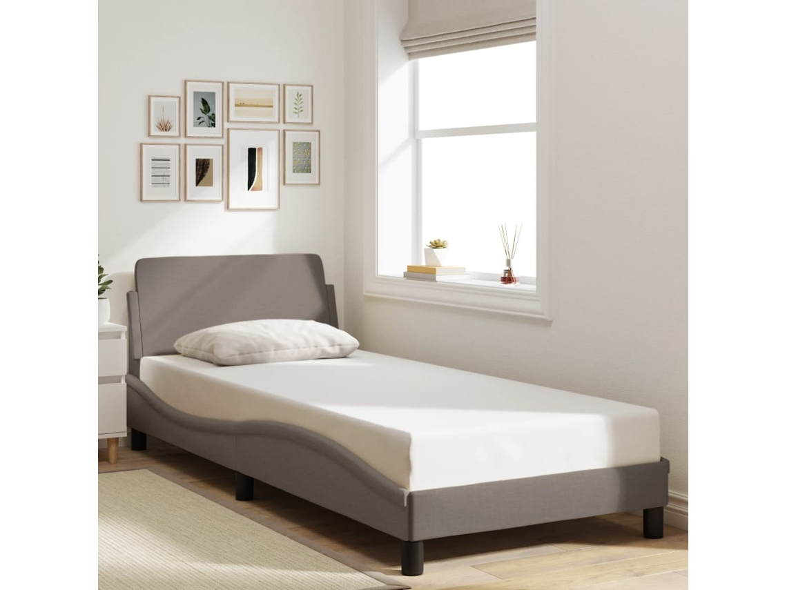 Estrutura De Cama C/ Cabeceira Sem Colchão Tecido 90x190 Cm