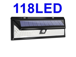 Lâmpada Solar De Parede 118 Led 1000 Lumens Com Sensor Movimento Pir Ip65