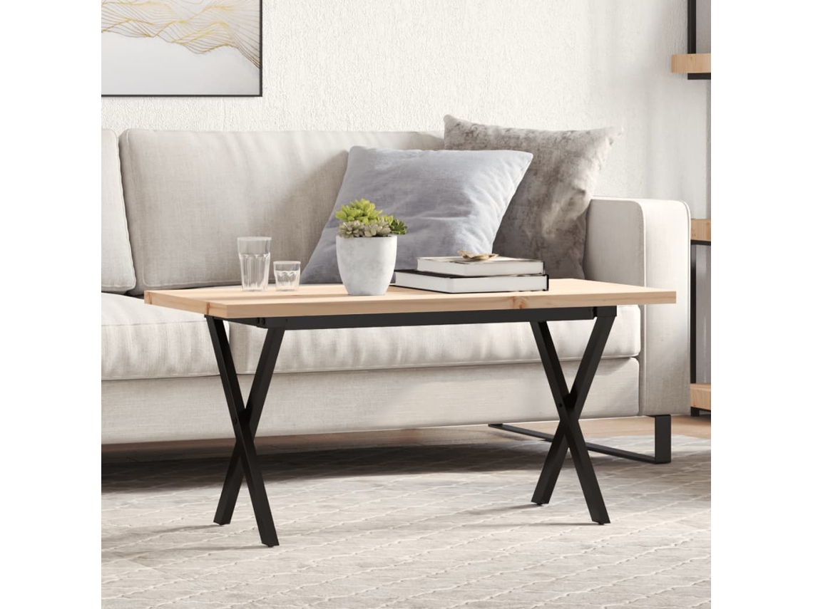 Vidaxl Mesa De Centro Estrutura Em X 100x50x45,5cm Pinho/aço