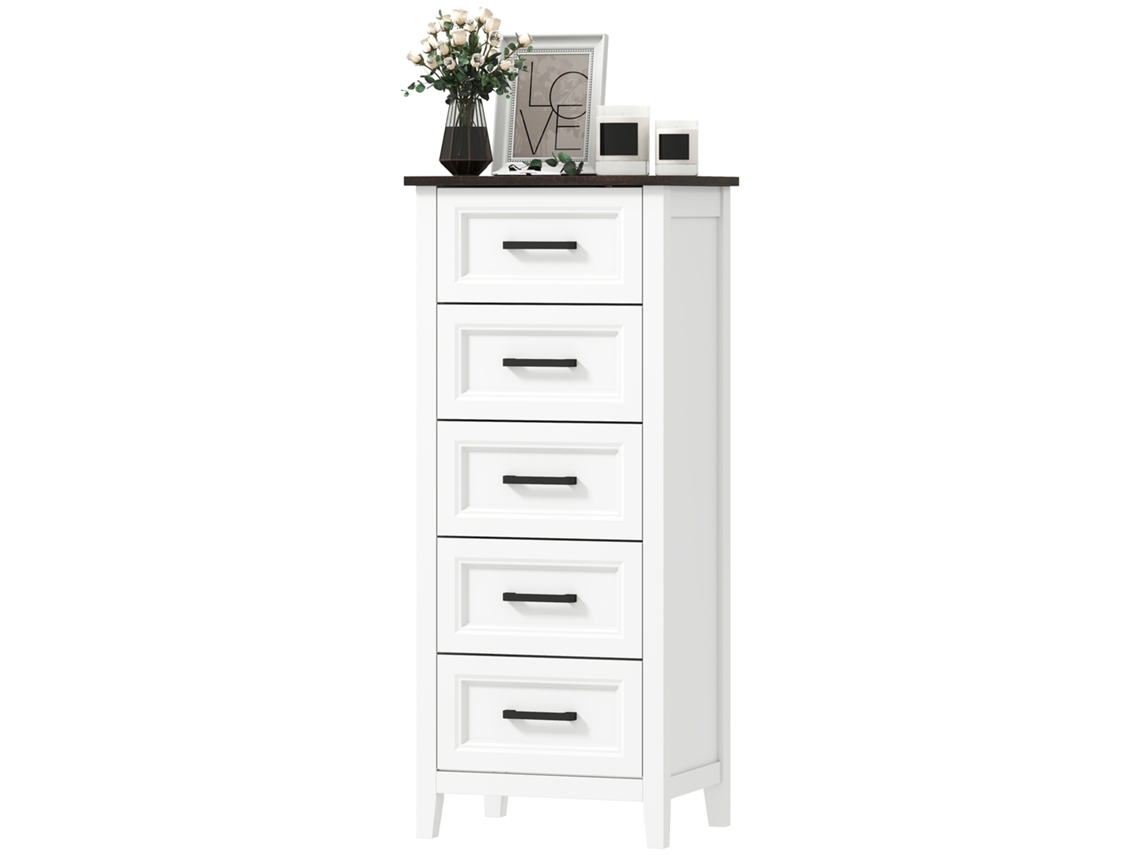 Cômoda Com 5 Gavetas Móvel Alto Para Quarto E Sala De Estar