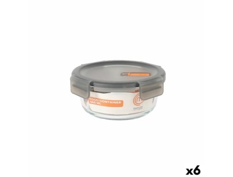 Lancheira Hermética Redonda Transparente Cinza Masterchef 640 ml (6 Unidades)