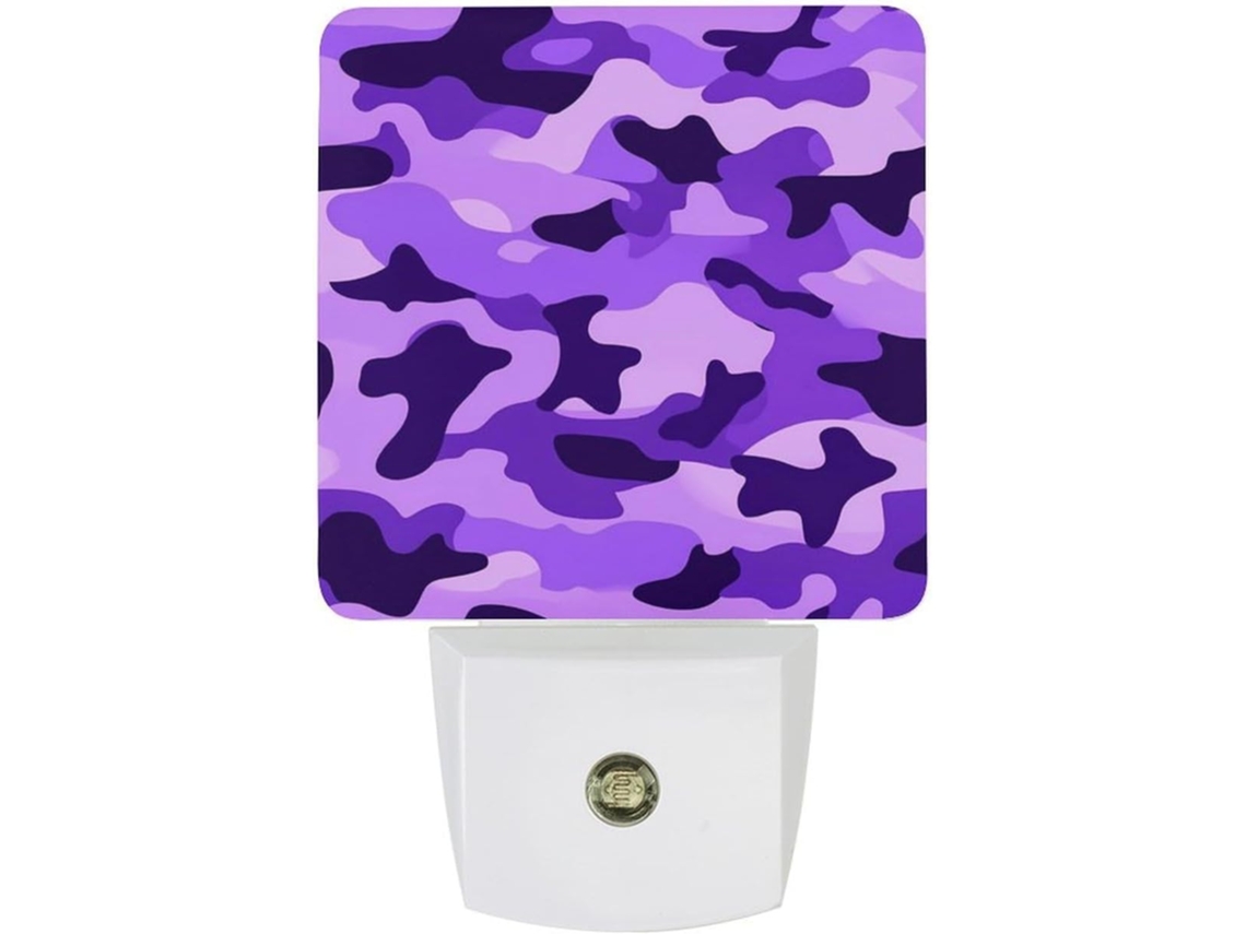 Roxa Luminária Noturna Camuflada, Luminária de Parede LED com Sensor Crepuscular