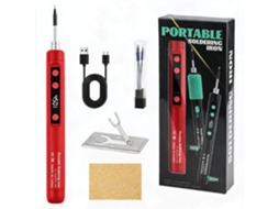 Ferro De Soldar 15w Portátil Recarregável Por Usb Temperatura Ajustável De 180°c A 450°c, 3 Pontas De Solda Digitallab vermelho