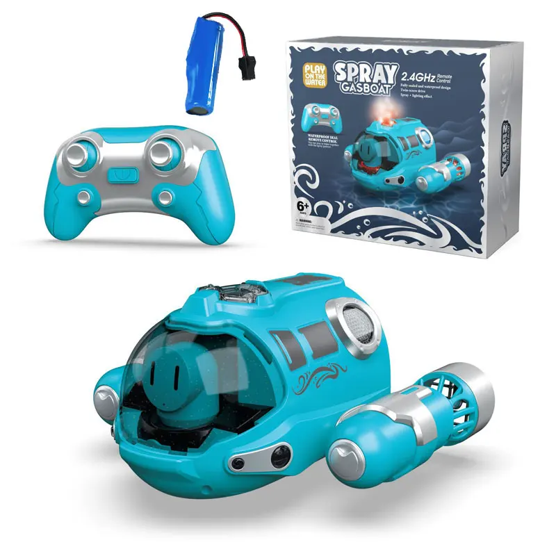 (azul, 1 Bateria) Barco/Barco/Iate À Prova D'água Com Controle Remoto, Led E Carregamento USB.