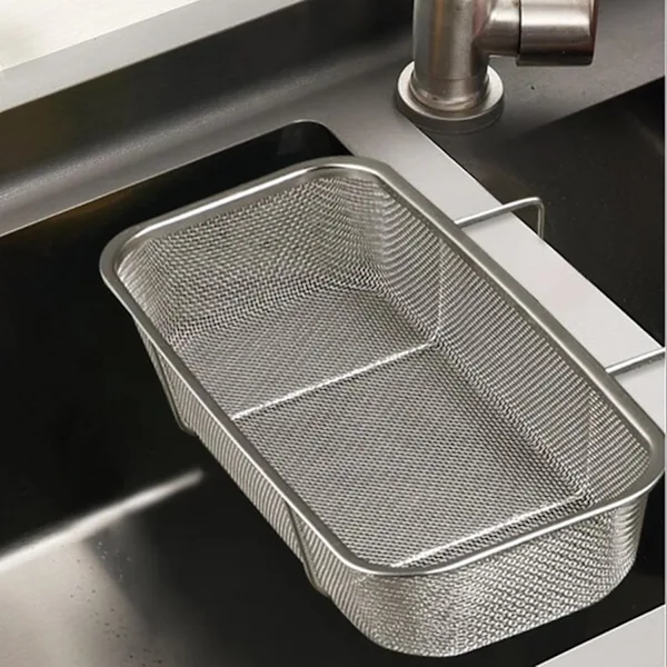 Escorredor De Pia Em Aço Inoxidável, Organizador De Canto Para Pia E Coletor De Alimentos Para Cozinha