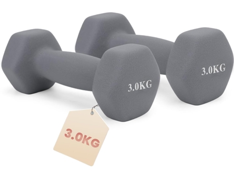 Halteres de Neoprene 2 X 3KG, Pesos Revestidos de Vinil, Ideal Para Treino Fitness, Mulheres, Yoga, Pilates e Exercícios Em Casa.