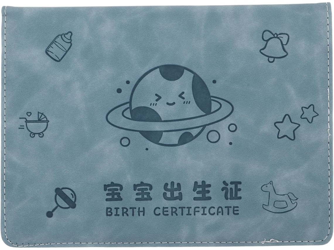 Protetor de Certificado de Nascimento em Couro Sintético Azul