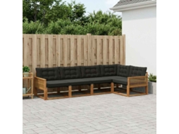 Vidaxl Conjunto De Sofás Para Exterior 5 Pcs Natural E Preto