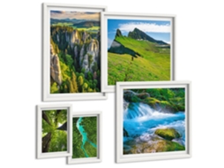 Conjunto De Pinturas Paisagens Montanhas Rios Florestas Espelharte (5 Peças)