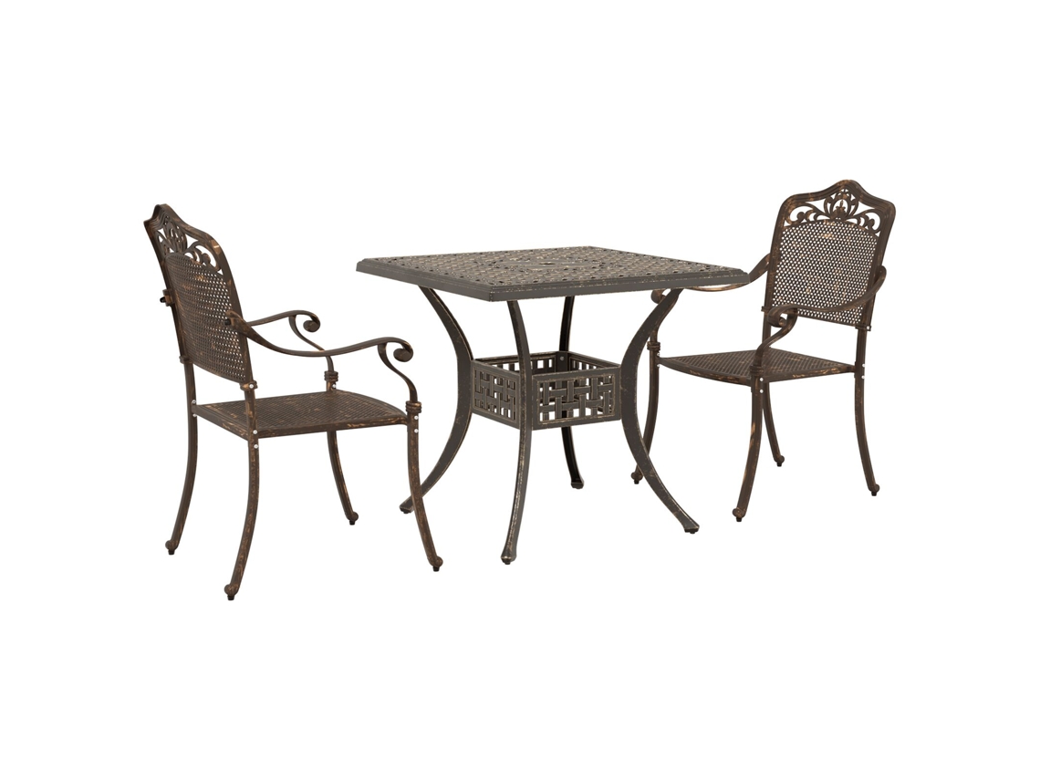 Conjunto 3 Mesa De Jardim Vidaxl Bronze Alumínio (80 X 80 X 75 Cm)
