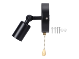 Rebe-lâmpada De Parede Vintage E26/e27 Com Cabeça Ajustável Para Quarto Estúdio 85-245v Sem Lâmpada Preta