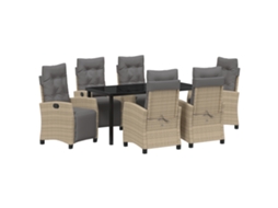 Conjunto 7 De Jantar Jardim Vidaxl Bege Rattan Poliéster