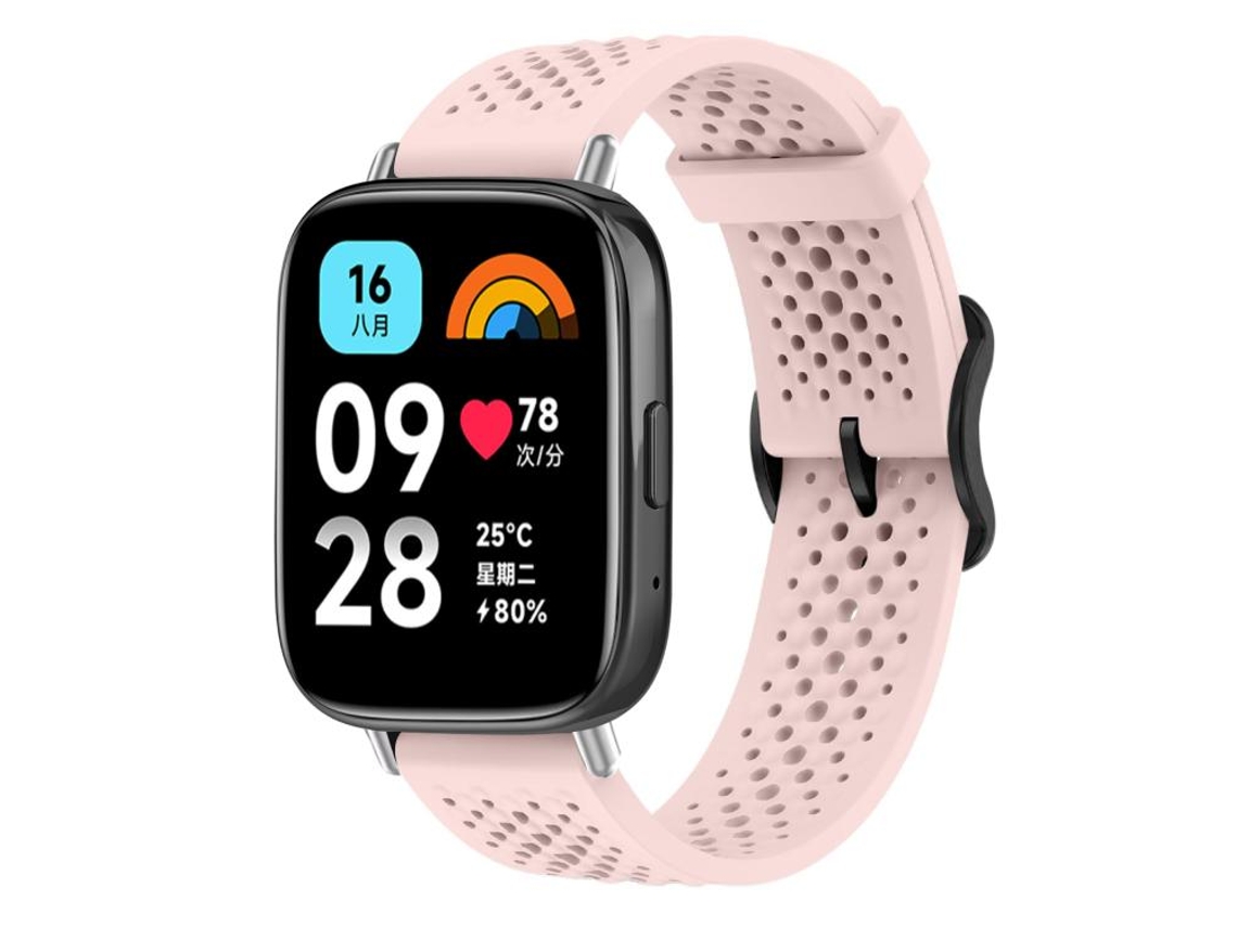 Bracelete para Redmi Watch 3 Active / Lite Silicone Respirável Fivela de Aço Preta Rosa XIAOMOYU