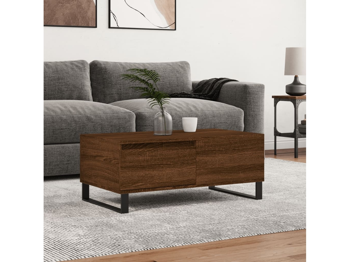 Vidaxl Mesa De Centro 90x50x36,5cm Derivados Madeira Carvalho Castanho