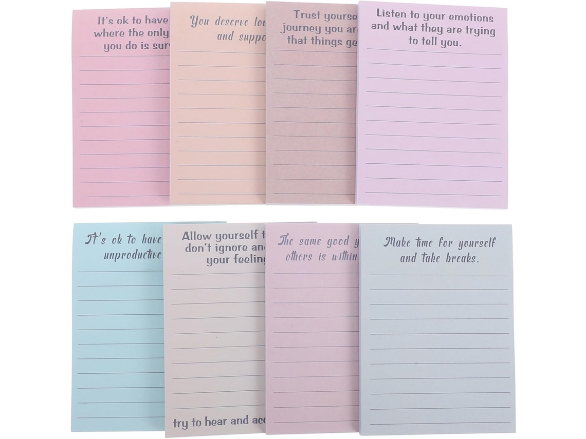 Bloco de notas adesivas estilo vintage para uso no escritório, com tinta e papel destacável, 8 blocos com 50 folhas cada.