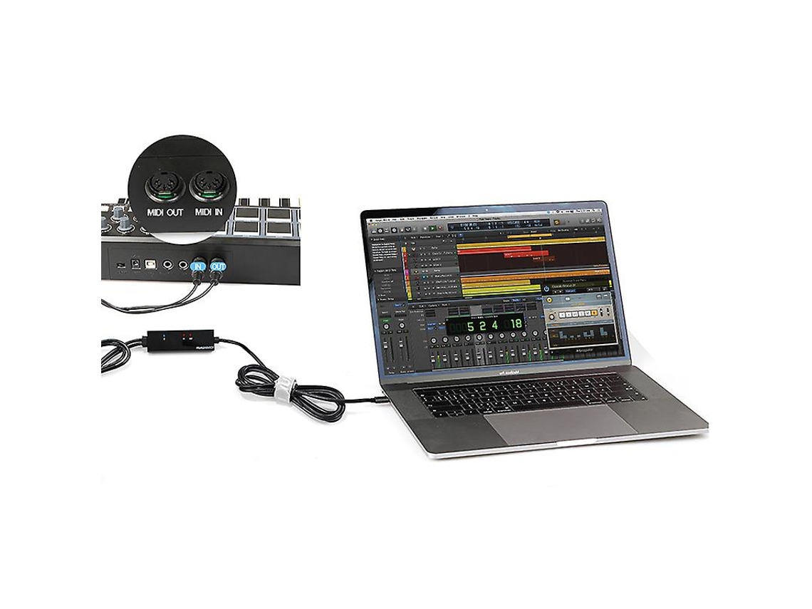 Cabo MTU 11 MIDI para USB-C, conversor USB-MIDI tipo C com luz indicadora para Android Slowmoose