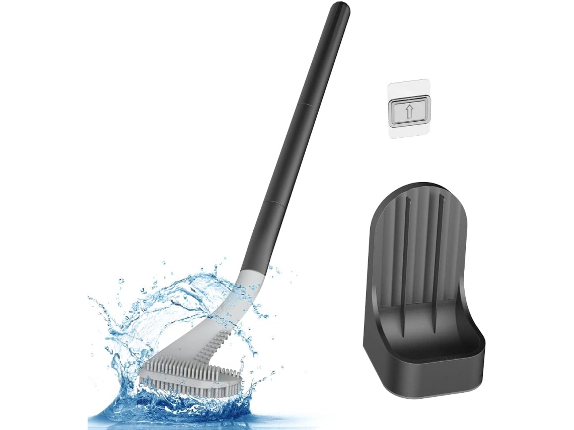 Escova Sanitária AQUAFORGE multifuncional de silicone, com suporte de parede