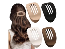 Conjunto 4 Ganchos Cabelo - Molas Cabelo - Acessórios Menina - Clips Grandes Curvos - Plástico - Multicolor