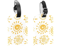 Conjunto De 2 Etiquetas Bagagem Em Couro Pu Com Estampa Sol