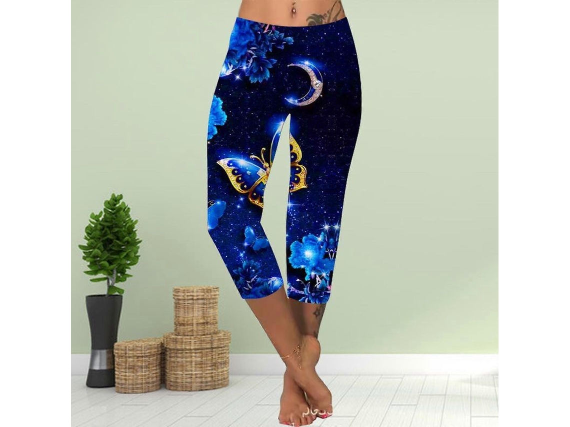 Leggings Feminino Casual De Poliéster E Algodão - Novos E De Alta Qualidade - Tamanhos De Xs A 8xl Azul