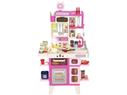 Kit Cozinha Brinquedo 104 Peças com Luzes e Sons Realistas, Rosa