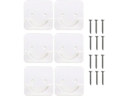 Conjunto De 6 Suportes Adesivos Abs Reforçados Com Design Antiderrapante Para Barra Cortina Chuveiro, Ideais Para Uso Em