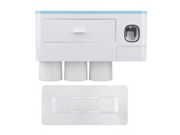 Dispenser De Creme Dental Parede Com Espremedor E Três Copos Azul