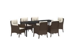 Conjunto 7 Conjunto De Jardim Vidaxl Castanho Vime Pe (200 X 80 X 73 Cm)