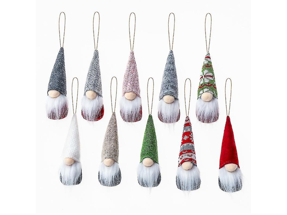 Conjunto De 10 Enfeites Pendurados Para Gnomos De Árvore De Natal, Gnomos De Pelúcia Suecos Feitos À Mão, Elfo De Papai Noel Pendurado H Olysi Shop