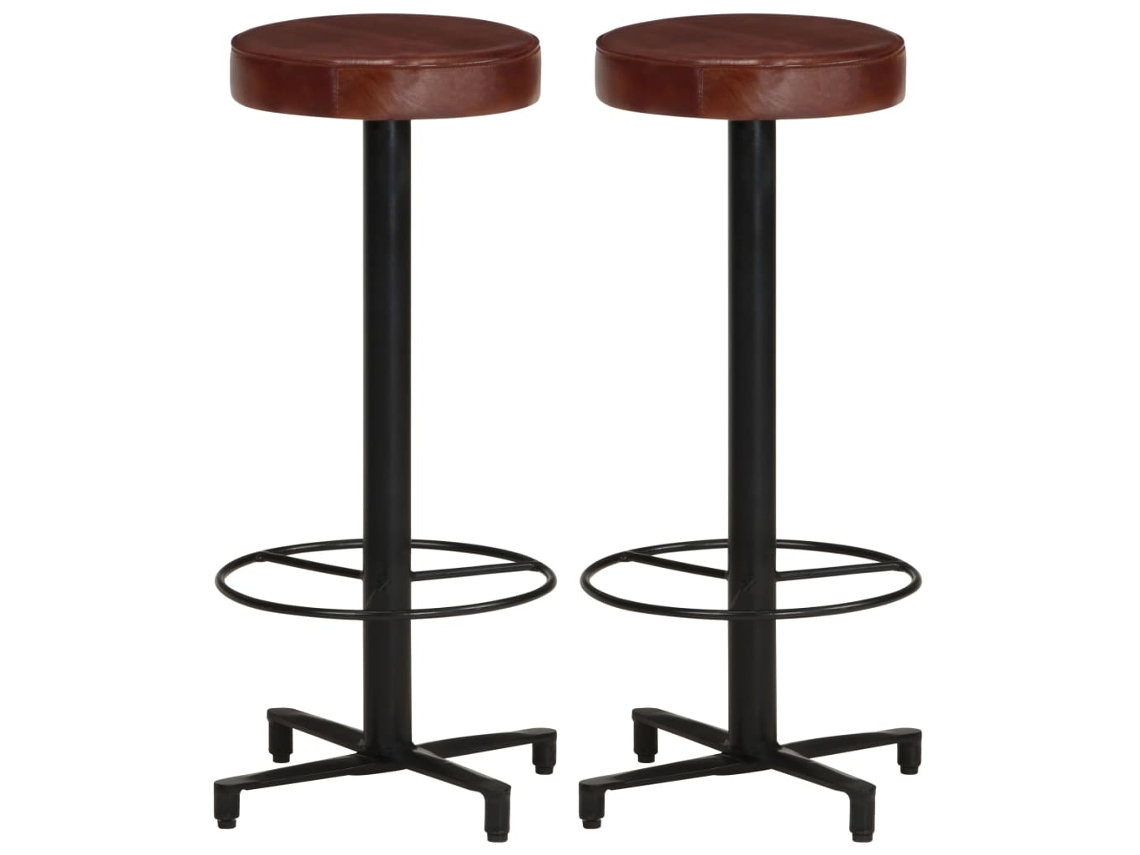 Vidaxl Bancos De Bar 2 Pcs 76 Cm Couro Genuíno
