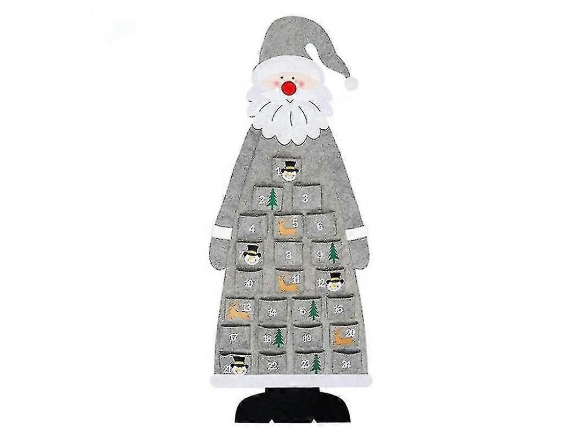 Calendário De Adviento De Natal 3d Com 24 Bolsos Em Feltro Papai Noel Contagem Regressiva Gris