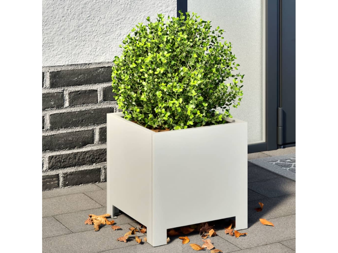 Vidaxl Vaso/floreira De Jardim 2 Pcs 30x30x30 Cm Aço Branco