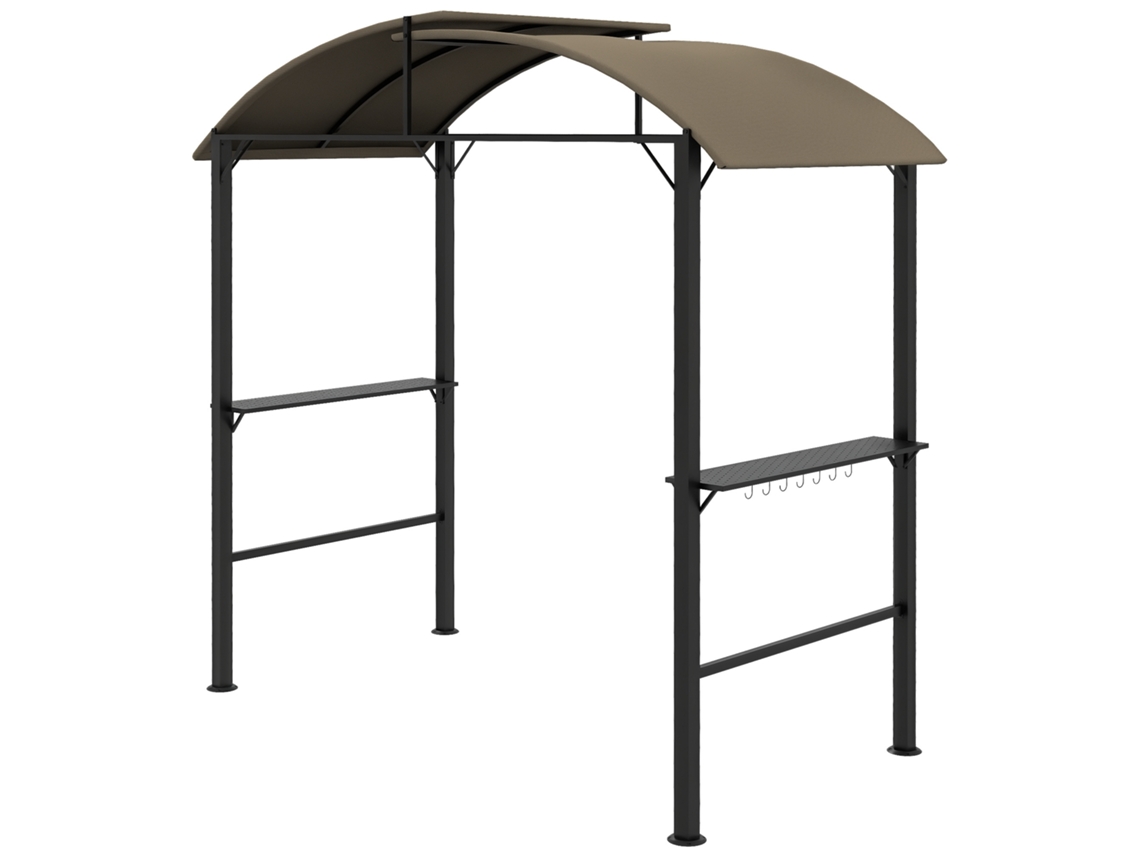 Cabine para Churrasco com 2 Grelhas Laterais, Ganchos, Estrutura de Aço, 1,1x2,3m, Cáqui SINI TECH STORE