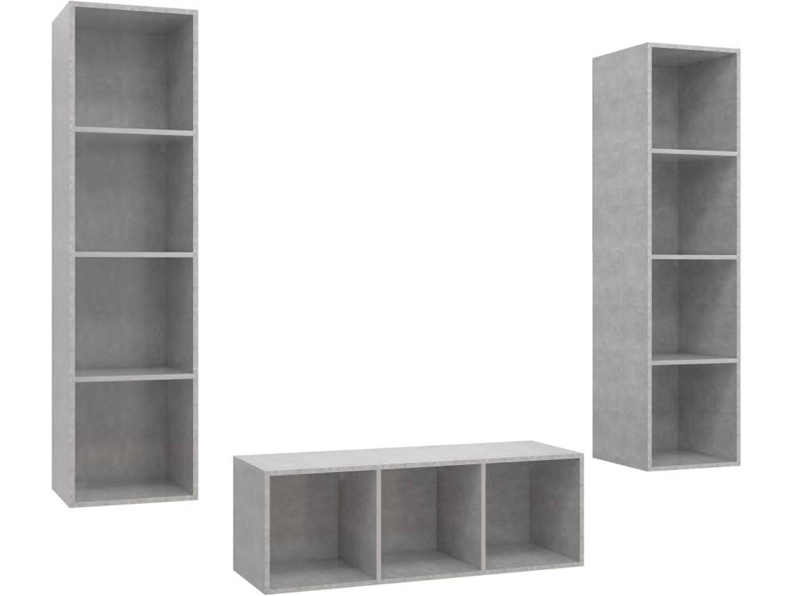 Tv Cabinet Set, Tv Cabinet Sets Vidaxl Cinzeto Madeira Processada (n/a)
