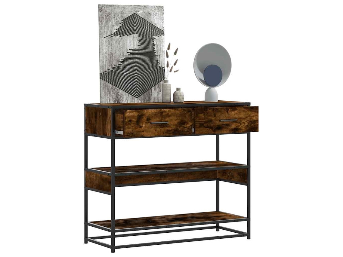 Vidaxl Mesa Consola 90x35x80 Cm Derivados De Madeira Carvalho Fumado