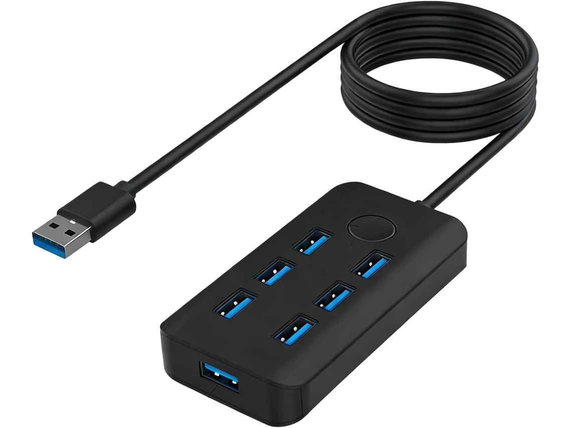 Hub Usb 3.0 Compacto Com Opção De 7 Portas Usb/rj45 Para