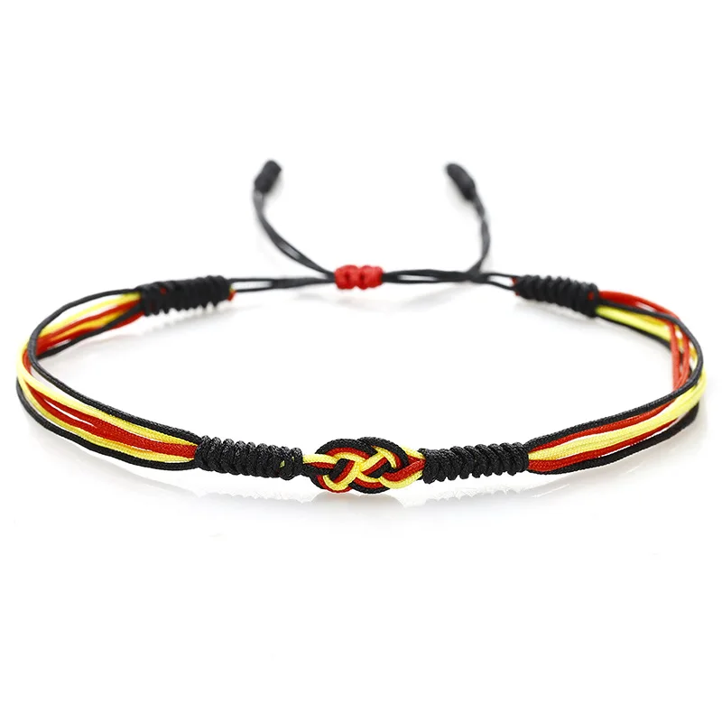 Pulseira Com A Bandeira Nacional Feita Em Corda Trançada À Mão (alemanha/bélgica), Joia Para Times Esportivos.