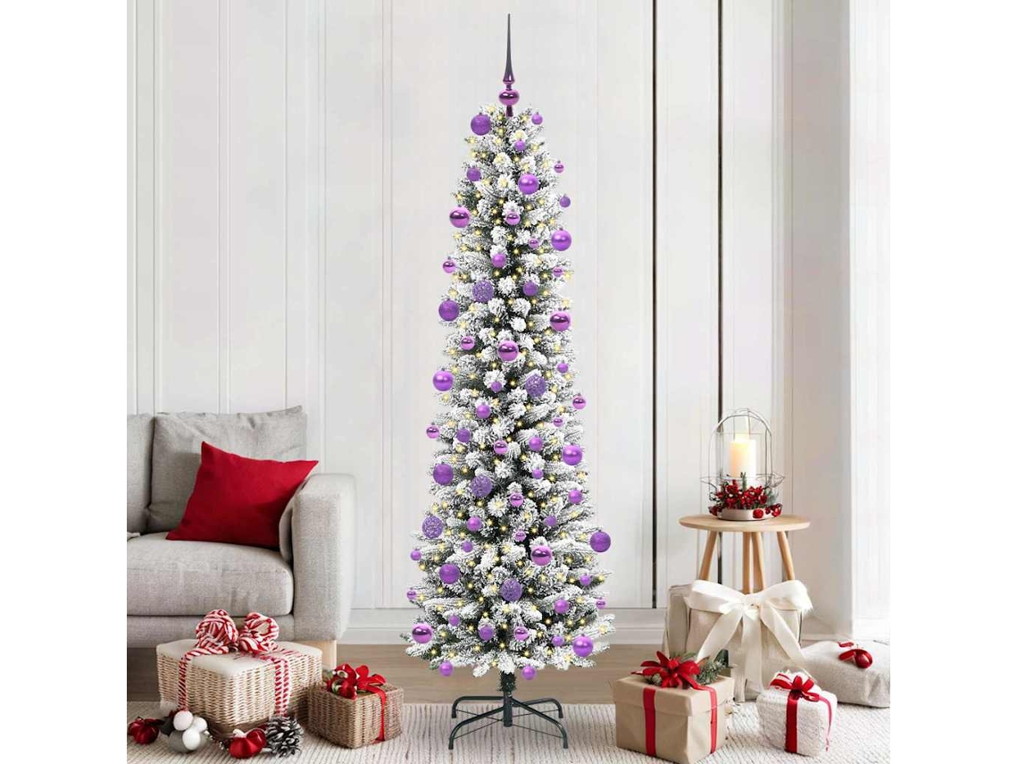 Vidaxl Árvore De Natal Artificial Branco 210 Cm Pvc, Metal E Plástico