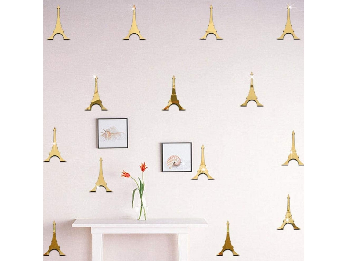 Lindos adesivos de parede para quarto e sala de estar, decoração de parede com torre dourada.