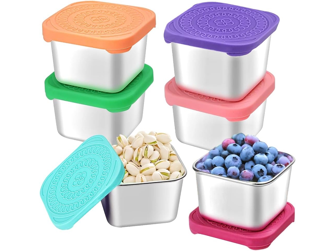 Conjunto De 6 Potes De Lanche Para Crianças Em Aço Inoxidável De 170g , Empilháveis ​​tommy01 (6oz)