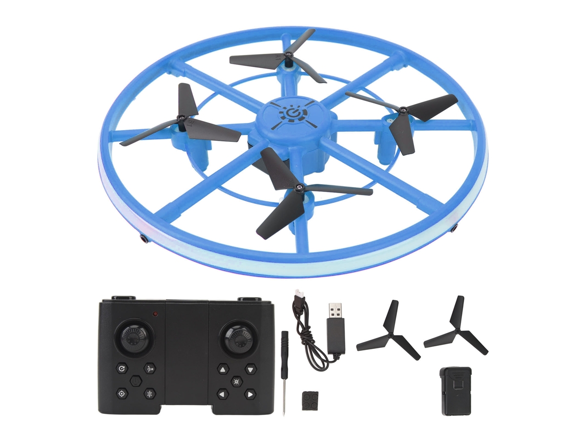 Drone Mini Controle Remoto Com Luz Led Brinquedo Voador Para Crianças Quadricóptero Rc Evitação De Obstáculos Modo Sem Cabeça Azul